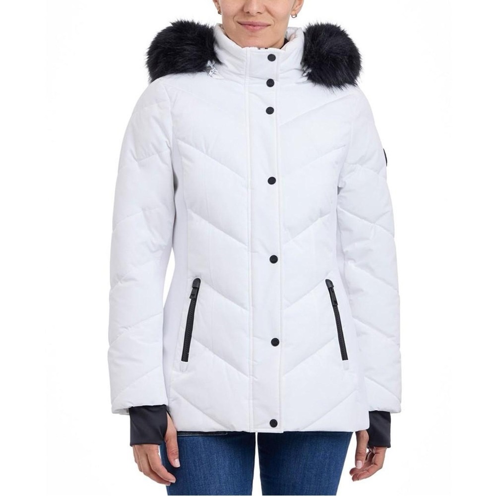 🌷HP🌷❤️🌟Price Drop🌟❤️Michael Kors Snowy White Puffer with Black Faux Fur Trim - Picture 2 of 16